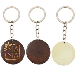 Holiday Party Mother's Day Gift DIY Blank MAMA Wooden Key Chain Round Car Pendant DH660