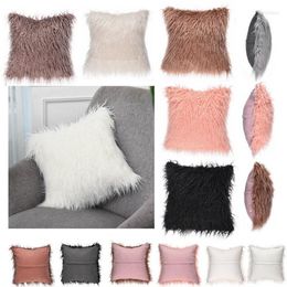 Pillow Long Plush Solid Cover 45X45cm Sofa Bed Pillowcase Soft Fur Warm Pink White Grey Covers Decorative Home