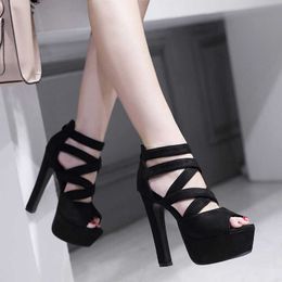 spring new 2019 Sandals 34-40 large size thick super high heel platform sandals women Korean open toe women's shoes T221 44d5 's