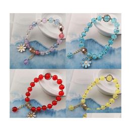 Id Identification Bracelet Jewellery Lovely Korean Gemstone Amethyst Bead Bracelets Womens Girls Candy Colour Lucky Daisy Stackable Dr Dhtyd