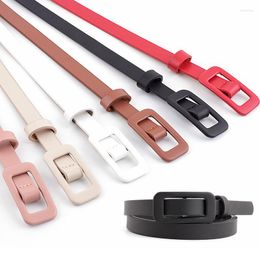 Belts Candy Color Shiny PU Leather Narrow Waist For Women Thin Waistband Pin Buckle Straps Dress Accessories Multicolor Belt
