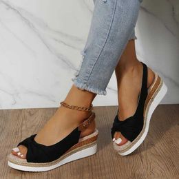 Wedges 2022 Peep Comfort Buckle Fashion Summer Toe Non-Slip Thick High Heels Wear-resistant Casual Women Sandals T221209 286