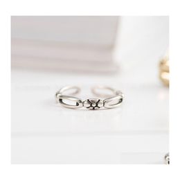 Band Rings Korea Style Tiny Flowers Open For Women Genuine 925 Sterling Sier Adjustable Toe Ring Fine Wedding Jewellery Ymr340 Drop Del Otixn