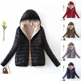 Women's Down Winter Warm Lamb Velvet Womens Parkas Plus Fleece Hooded Jackets Coat Cotton Padded Slim Fit Outwear 2023 Veste Femme A40