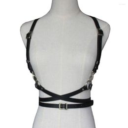 Belts Women Elegant Ladies Nightclub Gothic Belt Dress Cummerbands Cage Vest Body Strap Leather Punk Waistband