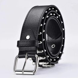 High-End Punk Leather zadig voltaire belt with Hollow Rivet and Adjustable Fit - Trendy and Fashionable
