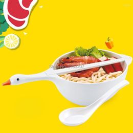 Bowls 12 Sets Creative Swan Salad Bowl Kitchen Tableware Set Children Fruit Rice Soup Noodle Cutlery