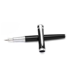 Baoer 3035 Picasso Fountain Pen Stainless Steel Barrel Silver Trim Medium Nib Ink Pen Office School A6310