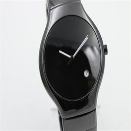 full high quaity limited mens watch black ceramic round TICHY high quality date ceramic pear dial mens fashion gents2935