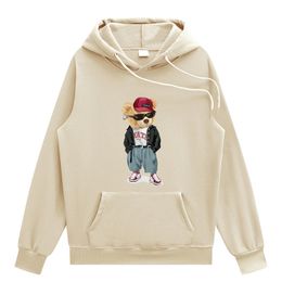 Young Men/Women Funny Bear Printed Hoodies Streetwear Tops Autumn Winter Fashion Keep Warm Pullover Hooded
