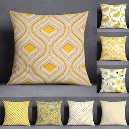Pillow Case Home Office Decorative Bedroom Sofa Car Cushion Cover Pillowcase Geometric Abstract Yellow Pattern