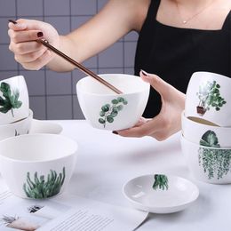 Bowls Ins Nordic Bowl Of Green Plants Square Household Rice Ceramic Tableware Creative Salad Dining
