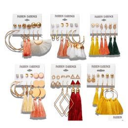 Dangle Chandelier Layered Drop Earring Bohemian Long Tassel Earrings Jewelry Thread Ball Stud For Women Christmas Gift Dhs M865Fa D Dhwrh