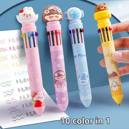 1pcs Cartoon 10 Color Ballpoint Pen Cute Rabbit Cheese Bear Spot Liner Marker 0.5mm Stationery Office School A7245