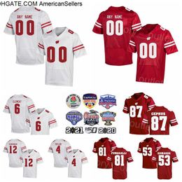 NCAA College Wisconsin Badgers Jersey Football 12 Alex Hornibrook 87 Quintez Cephus 6 Danny Davis III 4 AJ Taylor 81 Troy Fumagalli 53 TJ Edwards Stitched