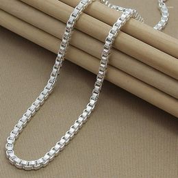 Chains Men's Jewellery 925 Sterling Silver 4mm 20 Inches Box Chain Necklace Colar De Prata For Men Women Wedding Engagement Party Gift