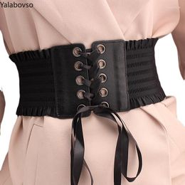 Belts 2022 Black Color Fashion Lace Edge Waist Belt All Match Women PU Patchwork Wasit Bet Female For Bandage Z3