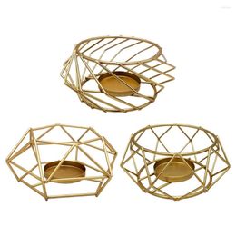 Candle Holders 3D Geometric Gold Polished Tealight Holder Table Top Centrepieces Weddings Event Party Decor Candleholder Stand