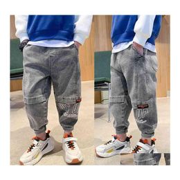 Trousers For Kids Boys Spring Autumn Denimwork Jogger Korean Teenage Boy Jeans Loose Sport Sweat 4 8 12Y 210622 Drop Delivery Baby M Dhy9U