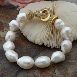 10-12mm white freshwater pearl micro zircon accessories bracelet 8"