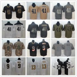 Men Football 9 Drew Brees Jerseys 41 Alvin Kamara 13 Michael Thomas USMC Olive Salute To Service Camo Turn Back The Clock Vapour Colour Rush Stitched Black White Brown