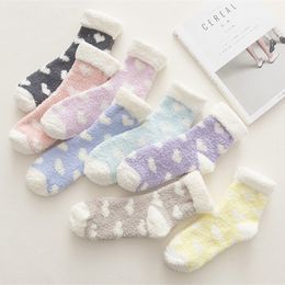 Winter Warm Fluffy Fuzzy Socks Thick Thermal Soft Kawaii Cold Resistance Mid Socks Coral Fleece Floor Sleep Sock