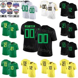 NCAA Oregon Ducks College Football 2 TJ Ward Jersey 21 Royce Freeman 12 Tyler Shough 10 Justin Herbert 15 Patrick Chung Yellow Green Black White Stitching