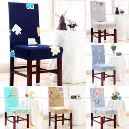 Chair Covers 1 Pc Spandex Elastic Simple Style Plant Flower Geometry Pattern Dustproof Stretch Modern Dining Party Seat Cover