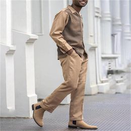 Men's Tracksuits 2022 Street Hip-hop Men's Walking Suit Long Sleeve Lapel Shirt Trousers Fashion Loose Casual Two-piece