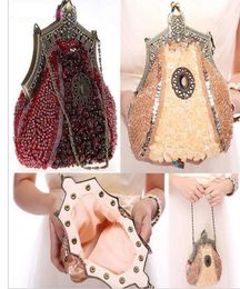 2016 Nouveau sac de soir￩e Perles en verre ￠ la main Sac d'embrayage d￩licats sacs de banquet vintage Purse Pourse2179659