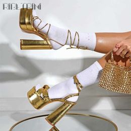 INS Brand Bowknot RIBETRINI Heeled Platform Sandals High Heels Women Buckle Sexy Party Dress Top Quality Gold Shoes T221 339e