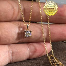 Chains Solid Au750 18K Gold Necklace 1ct Moissanite Diamond DVVS Colour With National Certificate 009