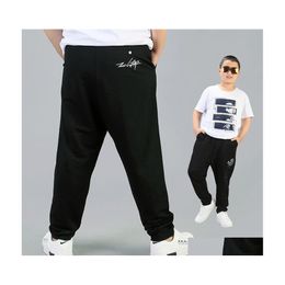 Trousers Casual Fat Boys Summer Spring Plus Size For Children Teenage School Pure Black Long Pant Big Clothes 12 14Y 210622 Drop Del Dhdgo