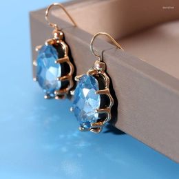 Stud Earrings Ladies Oval Crystal Vintage Elegant Sea Blue Octopus Accessories Luxury Romantic Exquisite Jewellery
