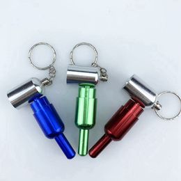 Mini Colourful Aluminium Alloy Removable Pipe Portable Keychains Dry Herb Tobacco Philtre Smoking Tube Pill Style Handpipes Cigarette Holder