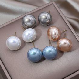 Stud Earrings South Korea's Ly Designed Fashion Jewellery Simple Highlight Pearl Oblate Elegant Women's Daily Work Accessories