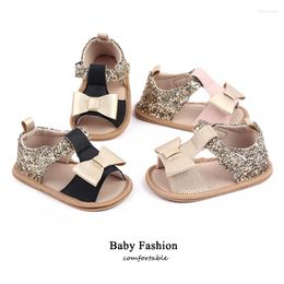 First Walkers Born Infant Baby Girls Cute Bowknot Princess Shoes Toddler Summer Sandals PU Non-slip Rubber