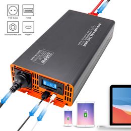 Pure Sine Wave Inverter 12V to 120v Converter Power Inverter 2000W DC 12V 24V 48V to AC 110V 230V Support USB TYPE-C and USB2.1A