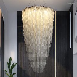 Chandeliers Big Long K9 Crystal Chandelier Modern Italian Lights Fixture European Luxury Droplight LED Lamp Diameter120cm H200cm