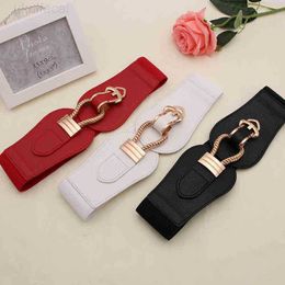 Cinturones de moda femenina elástica sellado ancho de cintura decorativa cinturón de hebilla