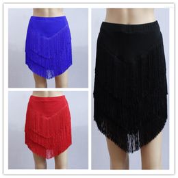 Stage Wear 8 Colors Adult Latin Dance Tassel Skirt Robe Danse Latine Femme Fringe Ballroom Costume With Safety Pant