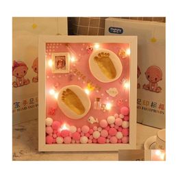 Keepsakes 3D Diy Baby Hand Print And Footprint Soft Clay Po Frame For Born Milestone Cards Infant Casting Kit Souvenir Set Lj201215 Dhglx