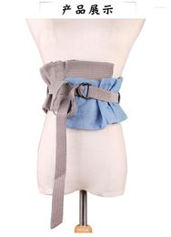 Belts Design Women Waistbands Wide Long Canvas Belt Fashion Female Cummerbuns Dress Decoration Plaid Patchwork Waist