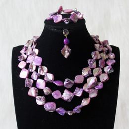 Necklace Earrings Set Latest African Beads Jewelry 3 Layers Shell Nigerian Bridal 2022 Bracelet