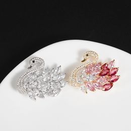 Luxury Swan Brooches for Women Sweater Anti-Light Buckle Brooch Pin Dress Clothing Jewellery Wedding Corsage Accessories