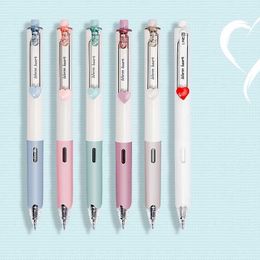 1/6pcs Warm Heart Gel Pen Super Durable Writing 0.5mm Ballpoint Black Color Ink Office School Supplies A7320