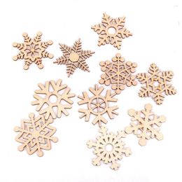 Christmas Decorations 10pcs Assorted Snowflake Wooden Laser Cut Embellishment Tree Ornament