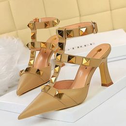 Heels Summer Thin Women High 2024 New Female Pointed Toe Metal Shoes Ladies Rome Sexy Sandals Pumps T221209 59C57 6168E