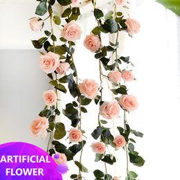 Decorative Flowers 3 Pack 5.9Ft/Piece Artificial Flower Garland Fake Pink Hanging Rose Vines For Wedding Home Party Birthday Decor