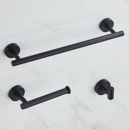 Bath Accessory Set Bathroom Hardware Robe Hook Towel Rail Bar Rack Black Stainless Steel Shelf Tissue Paper Holder Accessories Sets